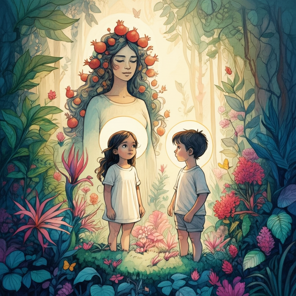 Watercolor illustration of the children…