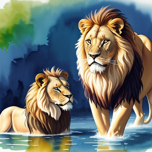 Two lions who are friends